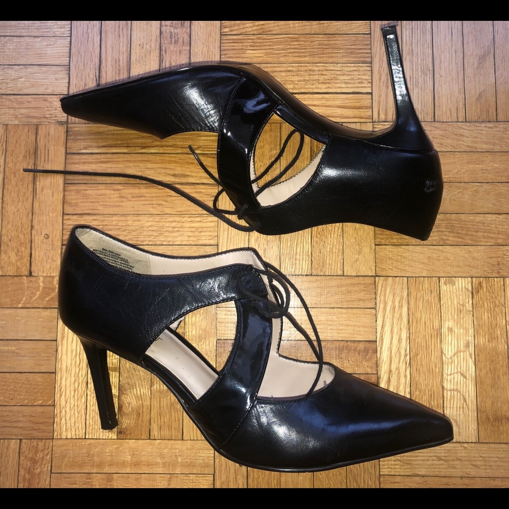 Nine West Black Shoelace Heels
